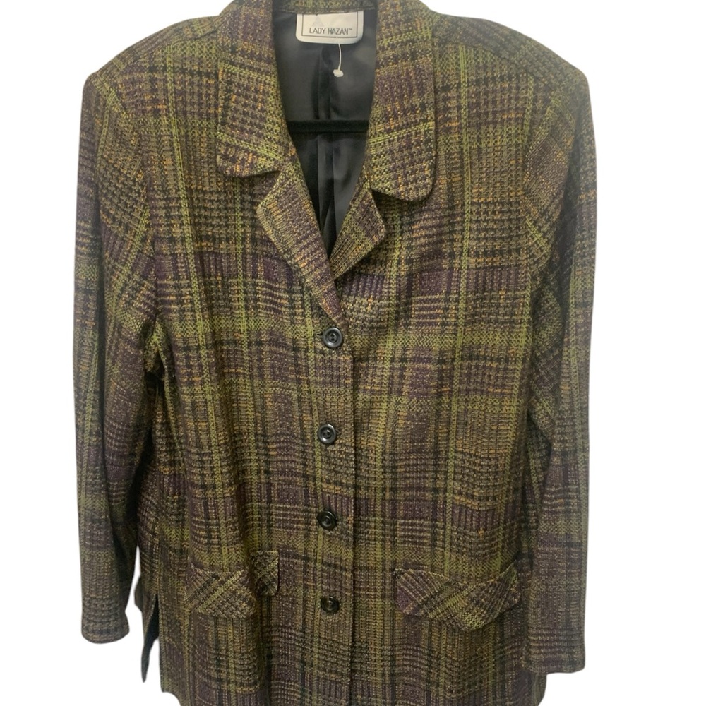 Plaid Women's Jacket - Green and Brown Lady Hazan